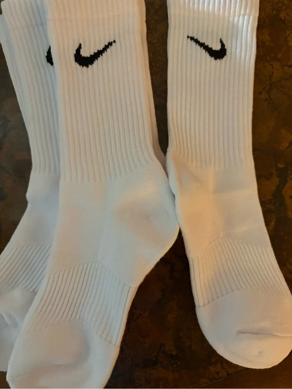 NWOT Nike White Crew Athletic Socks with Black Swoosh - 3 Pair